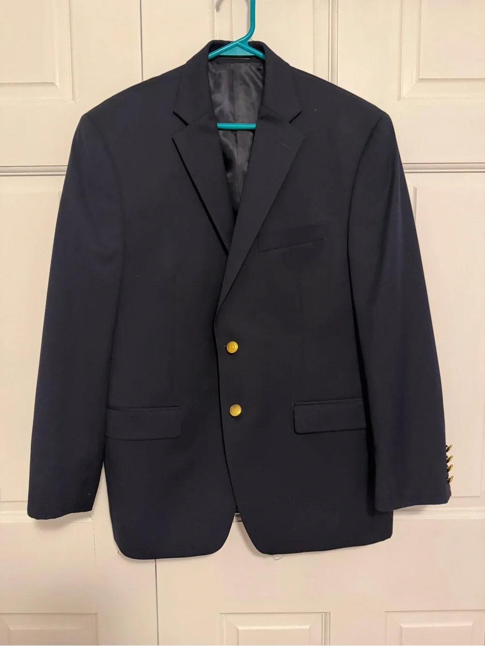 Chaps Navy Wool Blend Gold Button Blazer Men's 40S